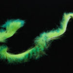 Tiger Barred Rabbit Strips - mahi green black over chartreuse